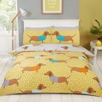 Sausage Dog Single Duvet Cover Set Dolly Dachshund Polka Dot Two-Sided Bedding