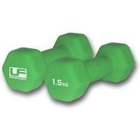 Urban Fitness Neoprene Covered Hex Dumbbells Fitness (Pair) Green 2 X 1.5kg, one size, K-REY-UFW032