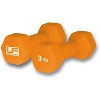 Urban Fitness Neoprene Covered Hex Dumbbells Fitness (Pair) Orange 2 x 3kg
