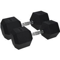 Urban Fitness PRO Rubber Coated Hex Weights Dumbbells (Pair) Black 2 x 12.5kg
