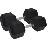 Urban Fitness PRO Rubber Coated Hex Weights Dumbbells (Pair) Black 2 x 17.5kg