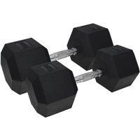Urban Fitness PRO Rubber Coated Hex Weights Dumbbells (Pair) Black 2 x 20kg