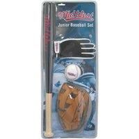 Midwest Junior Basebal Set - Black/Brown/White, 24 inch Bat / 9.5 inch Glove / 9 inch Ball, one size