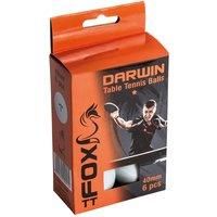 Fox TT Darwin 1 Star Table Tennis Balls (Pack of 6) - White, one size, FTT101