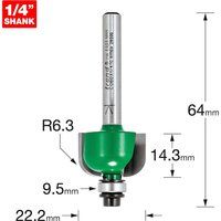 Trend CraftPro Self-Guided Radius Router Cutter Bit, 1/4 Inch Shank, 6.3mm Radius, 22.2mm Cut Diameter & 14.3mm Cut Length, Tungsten Carbide Tipped, C060X1/4TC