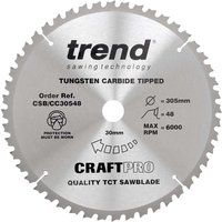 TREND 305MM X 30MM BORE 48T TCT TABLE MITRE SAW BLADE DEWALT DWS780 CSB/CC30548