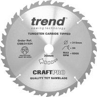 TREND 315MM X 30MM BORE 24T TCT TABLE SAW BLADE DEWALT MAKITA ETC CSB/31524