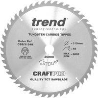 Trend CSB/31548 Craft Pro Combination TCT Circular Saw Blade, 315mm x 48 Teeth x 30mm Bore, Tungsten Carbide Tipped