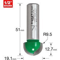 Trend CraftPro Cavetto Router Cutter Bit, 1/2 Inch Shank, 9.5mm Radius and 19.1mm Cut Diameter, Tungsten Carbide Tipped, C056X1/2TC