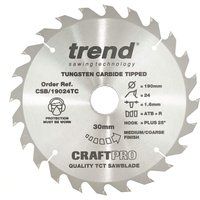 Trend CSB/19024TC Craft saw blade 190mm x 24 teeth x 30mm x 1.55 for DCS575