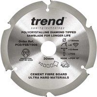 Trend PCD Saw Blade, 190mm x 6 Teeth x 30mm Bore, Polycrystalline Diamond Tipped, Ideal for Cutting Ultra-Hard Material, PCD/FSB/1906