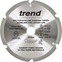 Trend PCD Saw Blade, 216mm x 6 Teeth x 30mm Bore, Polycrystalline Diamond Tipped, Ideal for Cutting Ultra-Hard Material, PCD/FSB/2166