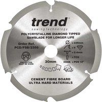 Trend PCD Saw Blade, 235mm x 6 Teeth x 30mm Bore, Polycrystalline Diamond Tipped, Ideal for Cutting Ultra-Hard Material, PCD/FSB/2356