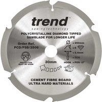 TREND 250MM 6T CEMENT FIBRE BOARD DIAMOND SAW BLADE PCD/FSB/2506