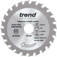 Trend CSB/8524A Craft Pro Circular Blade Ideal for Makita, Bosch, Bauker, Worx, and Ryobi Mini Saws, Tungsten Carbide Tipped, 85mm x 24 Teeth x 15mm Bore
