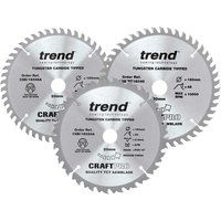 Trend CSB/160/3PK/A Craft Pro Triple Pack of TCT Circular Saw Blades, Tungsten Carbide Tipped, 160mm x 24 and 48 Teeth x 20 Bore