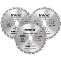 Trend CSB/165/3PK/C - Mixed Triple Pack 165mm Saw Blades Dewalt DC390 and DCS391