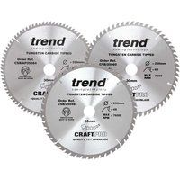 Trend TRECSB250P3 CraftPro Table Saw Blade 250 x 30mm x 48T/60T/84T (Pack 3)