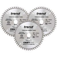 Trend CSB/PT160/3PK Craft Pro Triple Pack of TCT Circular Saw Blades, Tungsten Carbide Tipped, 160mm x 48 Teeth x 20mm Bore