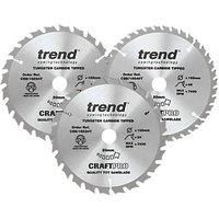 Trend CraftPro CSB/165/3PK/C Wood TCT Circular Saw Blades CSB/165/3PK/C 165 x 20mm 24 / 40T 3 Pack (496HT)