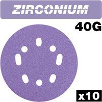 Trend AB/125/40Z Zirconium Random Orbital Sanding Discs, Pack of 10, 125mm, 40 grit