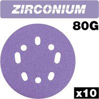 Trend AB/125/80Z Zirconium Random Orbital Sanding Discs, Pack of 10, 125mm, 80 grit