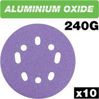 Trend AB/125/240A Aluminium Oxide Random Orbital Sanding Discs, Pack of 10, 125mm, 240 grit