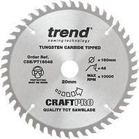 Trend CraftPo CSB/PT16048 Wood Plunge Saw Blade 160 x 20mm 48T (971XG)