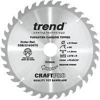 Trend CraftPo CSB/21036TC Wood Thin Kerf Circular Saw Blade for Cordless Saws 210 x 30mm 36T (993XG)