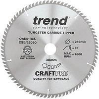 Trend CraftPro Wood/Chipboard/MDF Circular Sawblade 250 x 30mm 80T (390PX)