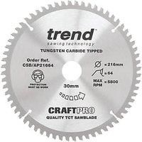 Trend CraftPro Aluminium/Plastic Circular Saw Blade 216 x 30mm 64T (815PX)