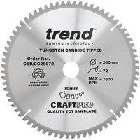 Trend CraftPro Wood/Chipboard/MDF Circular Saw Blade 260 x 30mm 72T (988PV)