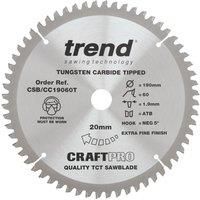Trend Wood/Chipboard/MDF Thin Kerf Saw Blade 190mm x 20mm 60T (114VW)