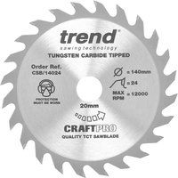 Trend Craft Pro Combination TCT Circular Saw Blade, 140mm x 24 Teeth x 20mm Bore, Tungsten Carbide Tipped, CSB/14024