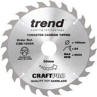 TREND 190MM 24T X 16/20/30MM BORE TCT CIRCULAR SAW BLADE CSB/19024