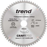 CIRCULAR SAW BLADES TREND CSB/AP21564 ALU/ 215.0MM X 30.0MM X 64T TOTAL OF 3