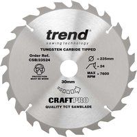 Trend CSB/23524 Craft Pro General Purpose TCT Blade Ideal for Bosch, Makita, Milwaukee, DeWalt, and Hikoki Circular Saws, 235mm x 24 Teeth x 30mm Bore, Tungsten Carbide Tipped