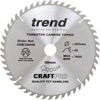 Trend CSB/25048 250mm 48T TCT Mitre Table Saw Blade DeWalt Makita Bosch