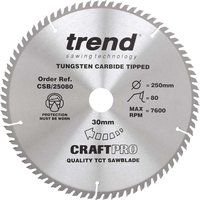 TREND 250MM 80T TCT TABLE MITRE SAW BLADE DEWALT MAKITA BOSCH ETC  CSB/25080