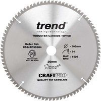 Trend CSB/AP30584 Craft Pro Worktop TCT Blade for Aluminium or Plastic and Makita, Dewalt, or Bosch Circular Saws, Tungsten Carbide Tipped, 305mm x 84 Teeth x 30 Bore