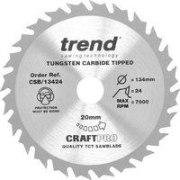 Trend Craft Range Combination TCT Circular Saw Blade, 134mm x 24 Teeth x 20mm Bore, Tungsten Carbide Tipped, CSB/13424