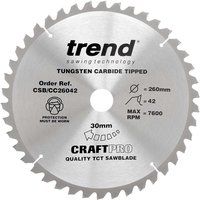 Trend CSB/CC26042 Craft Saw Blade Crosscut 260Mm X 42 Teeth X 30Mm