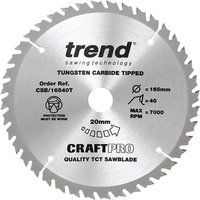 TREND 165MM 40T TCT THIN KERF SAW BLADE DEWALT DC390 DCS391 CSB/16540T