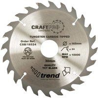 Trend CSB/30024 Craft Pro Rip TCT Circular Saw Blade, 300mm x 24 Teeth x 30 Bore, Tungsten Carbide Tipped