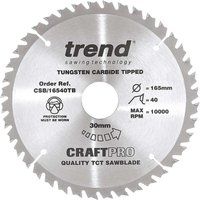 TREND CSB/16540TB CRAFT SAW BLADE 165MM X40T X30 THIN FOR HITACHI CORDLESS