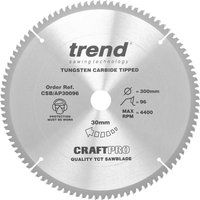 Trend CSB/AP30096 Craft Pro Worktop TCT Circular Saw Blade for Aluminium and Plastic, 300mm x 96 Teeth x 30 Bore, Tungsten Carbide Tipped
