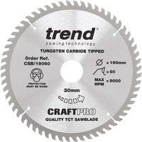 Trend CSB/19060 Circular Mitre Saw Blade 190mm x 30mm x 60T 2.6kerf Wood