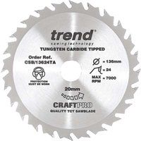 TREND  CRAFTPRO Wood Cutting Cordless Saw Blade 136mm X 24T X 20mm Thin Kerf