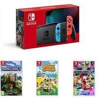 Nintendo Switch Neon 1.1 Console With Animal Crossing New Horizon, Minecraft And Mario Kart 8 Deluxe