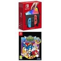Nintendo Switch Oled Oled Console Neon Blue/Neon Red With Sonic Origins Plus
